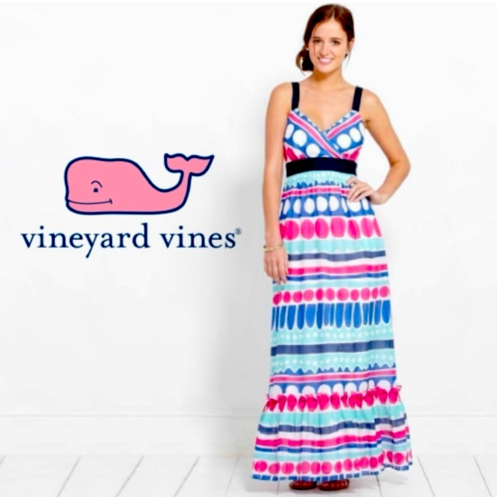 Vineyard Vines Pink and Blue Striped Maxi Dress